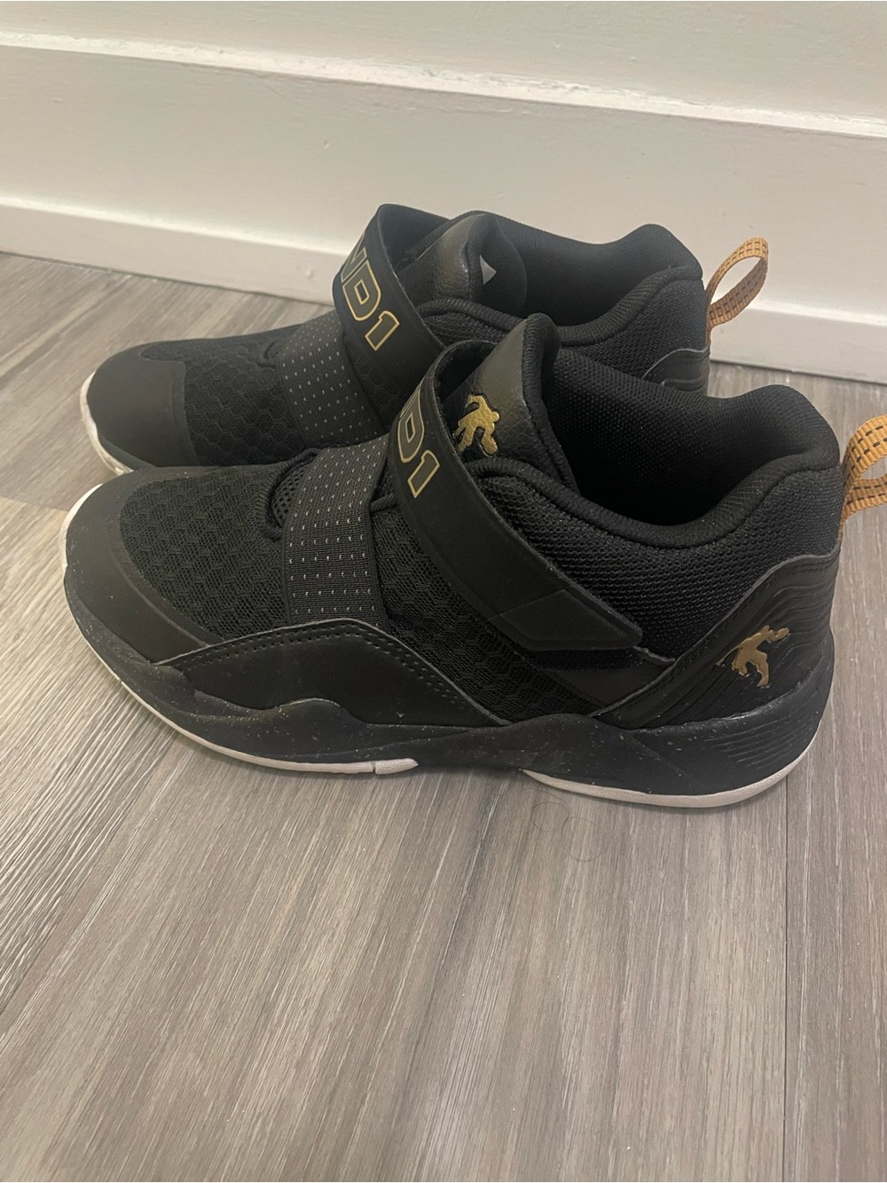 Black Athletic Sneakers with Gold Accent for boys